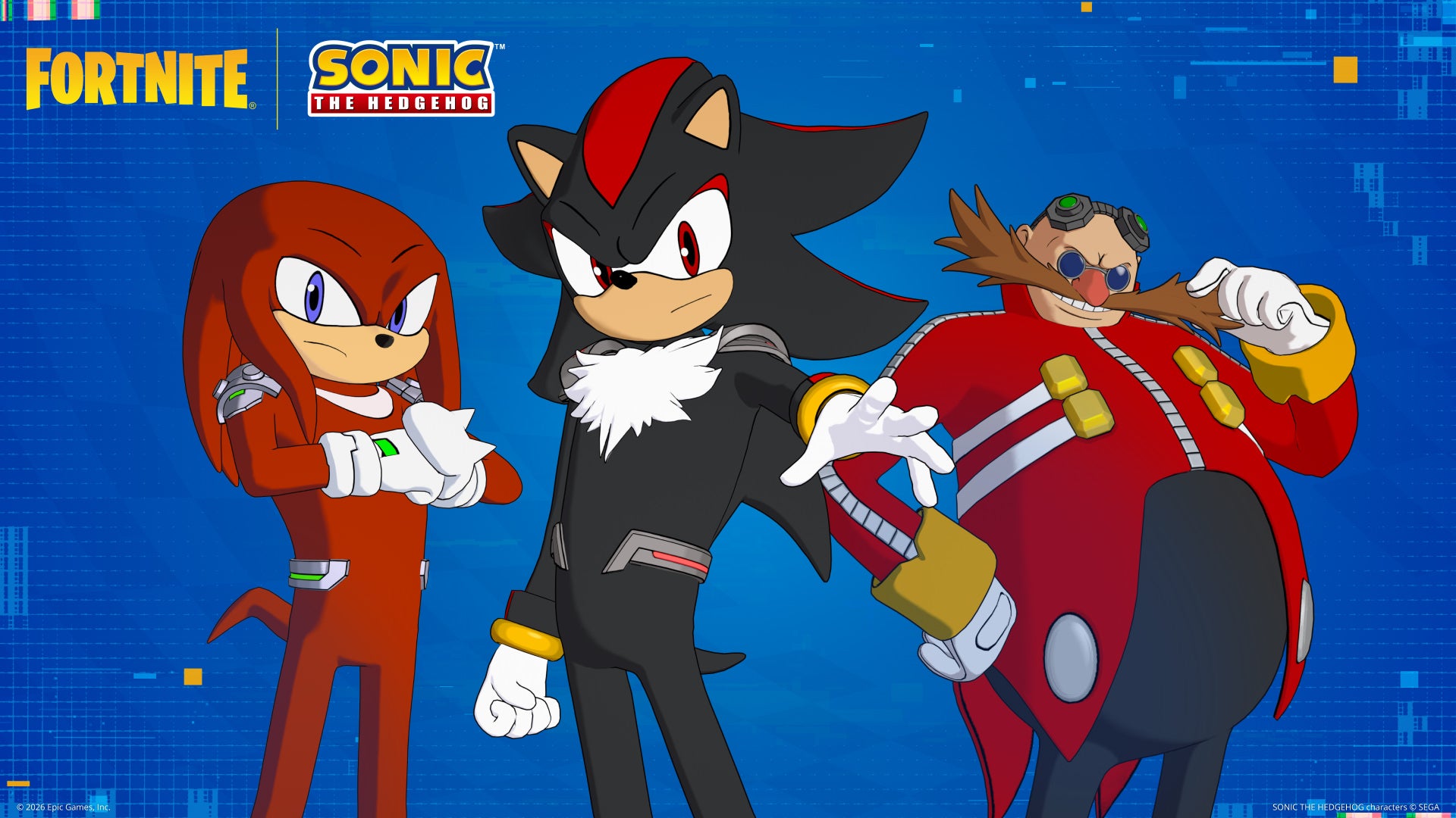 Skin de Sonic en Fortnite tal como aparece en la tienda del juego